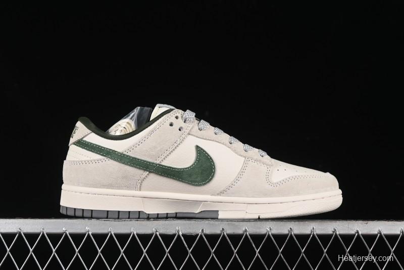 Nike SB Dunk Low Supreme x Stussy Triple Collaboration - Off White Green Swoosh Anniversary Custom Low-Top Casual Sneakers - SJ2068-303
