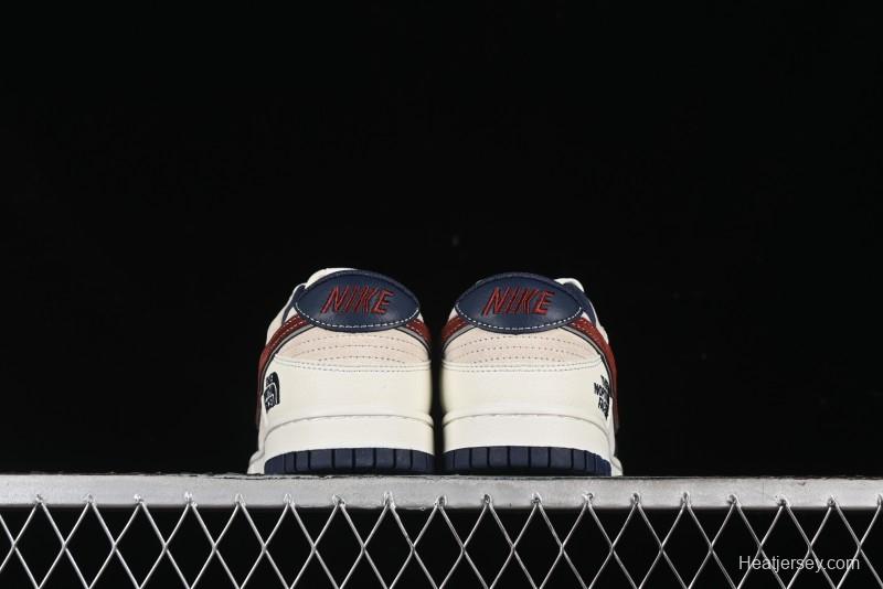 Nike SB Dunk Low The North Face Collaboration - Two-Tone Red Brown Swoosh Anniversary Custom Low-Top Casual Skate Shoes - DJ2024-036