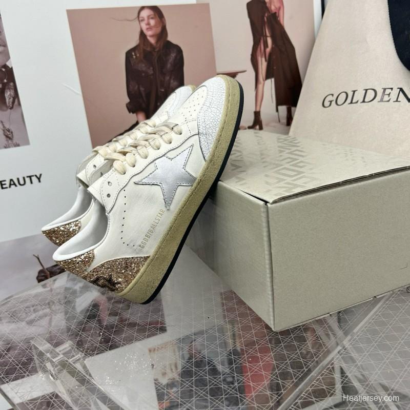 2024 Unisex GGDB White Silver Glitter Leather Sneakers MJ00260