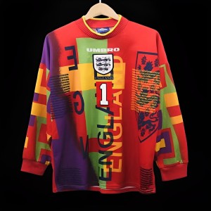 Retro 1996 England Red Goalkeeper Long Sleeve Jersey